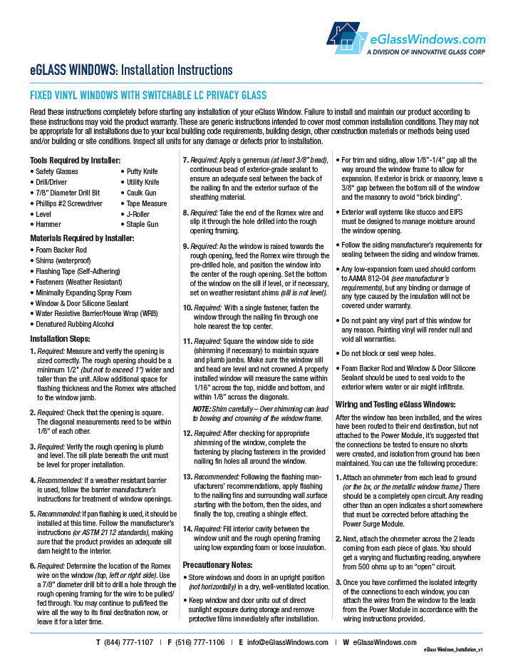 Window Operating Instruction Sticker Documents – eGlassWindows.com